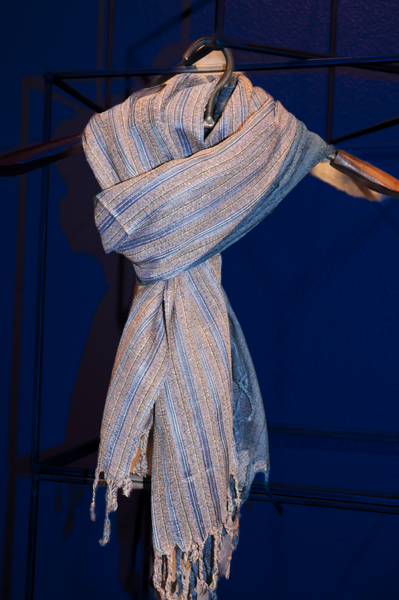 Sophisto Collection Handmade Gray Silk Scarf with Stripes