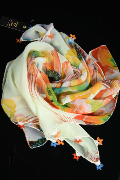 GiGi Collection silk scarf with lace - neck scarf